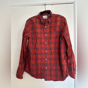 Timberland Mens Sz: L Regular Fit Orange/red Casual Plaid Button Down.